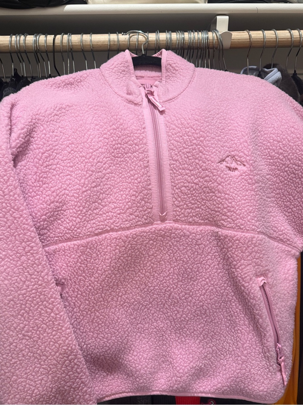 Aritzia Pink Sherpa Zip-Up Pullover